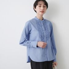 【入卒セレモニー洗える】フロントフリルネックブラウス