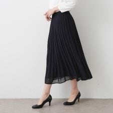 【入卒セレモニーウエストゴム洗える】シフォンプリーツスカート