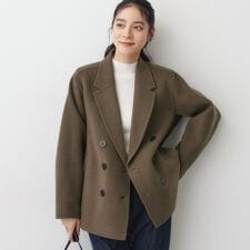 【洗える】ウール混リバーメルトンコート