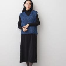【2点セット・洗える】シャギーベストニットワンピース