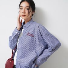 【洗える】刺繍ロゴ入りオーバーシャツ