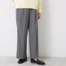 【洗える】裏起毛セミワイドツイルパンツ