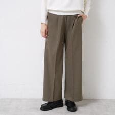 【洗える】裏起毛セミワイドツイルパンツ