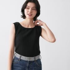 【洗える】リブスクエアタンクトップ