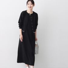 【2点セット・洗える】ニットカーディガン×ノースリーブワンピース