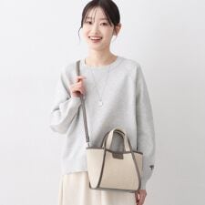 【軽量2WAY】パイピングコットンリネンミニバッグ