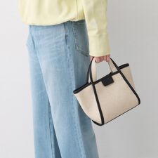 【軽量2WAY】パイピングコットンリネンミニバッグ