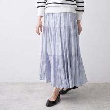 【ウエストゴム洗える】インドコットンティアードスカート