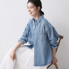 【ユニセックス洗える】10OZデニムシャツ