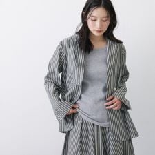 【セットアップ可洗える】ストライプシャツジャケット