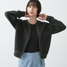 【洗える】コットンメッシュニットカーディガン