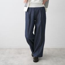 【洗える】綿麻マリンワイドデニムパンツ