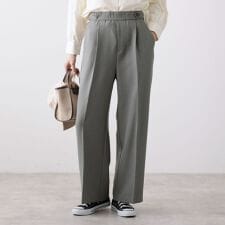 【洗える】サイドボタンセミワイドパンツ