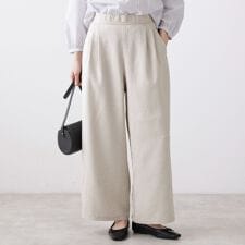 【セットアップ可洗える】リネンライクワイドパンツ