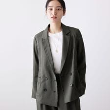 【セットアップ可洗える】リネンライクダブルジャケット