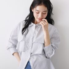 【洗える】フリルシャツブラウス