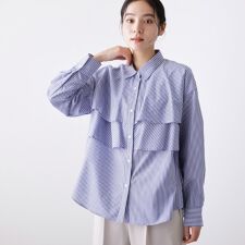 【洗える】フリルシャツブラウス