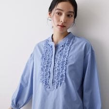 【着映え洗える】フロントフリルブラウス