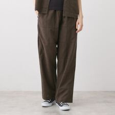 【セットアップ可ウエストゴム】刺繍スクエアレースワイドパンツ