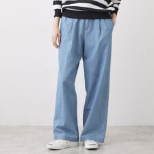 【洗える】綿麻ドロストライトデニムパンツ