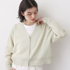 【洗える】コットンブレンドVネックカーディガン