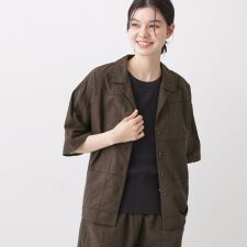 【セットアップ可洗える】刺繍スクエアレースシャツ