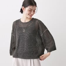 【洗える】レース配色ニット