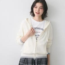 【洗える】リネン混フーデッドパーカー