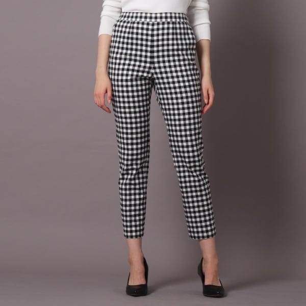 シェリエ gingham tapered pants ギンガム テーパードパンツ 押そ