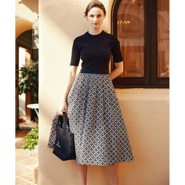 ドレステリア オーバーラップサークルコンビワンピース　ベージュ ドレステリア DRESSTERIOR 【上品／美シルエット】オーバー