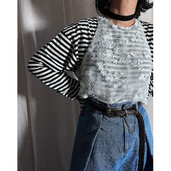 provoke（プロヴォーク）tulle lace N／S blouse | ドレステリア