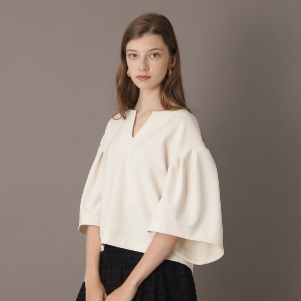 【袖コンシャス/洗える】ボリュームスリーブブラウス　ネイビー DRESSTERIOR ブラウス シャツ 「袖コンシャス/洗える