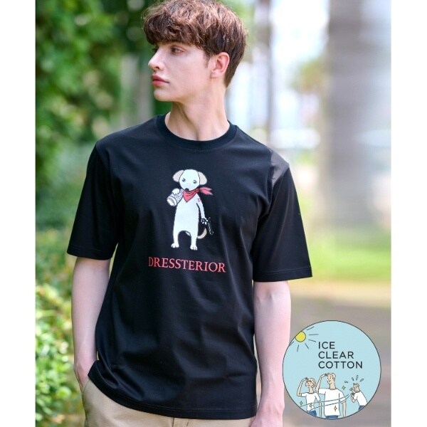 接触冷感／抗菌防臭／消臭】ICE CLEAR COTTON DRINKER DOG T