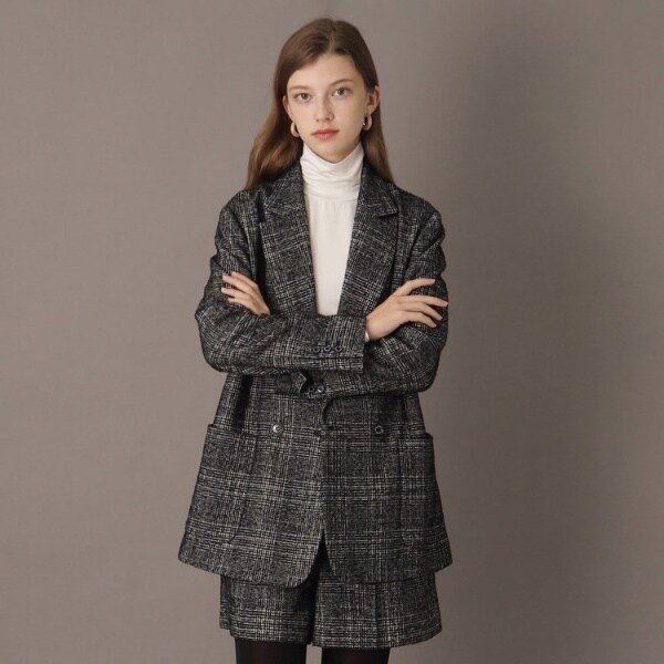 ✨️美品/2回着用　DRESSTERIOR　ループチェックダブルジャケット38 ドレステリア DRESSTERIOR ループグレンチェック ダブルブレスト