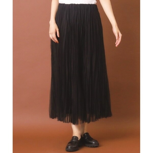DRESSTERIOR ワッシャープリーツチュールスカート セール】【大人百花冬号掲載 モデル美香さん着用】ワッシャープリーツ