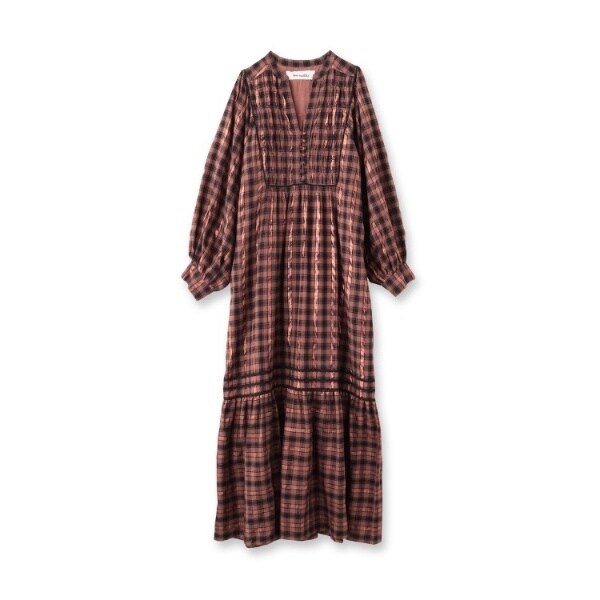 SARA MALLIKA（サラマリカ）Cotton Check Shirring Long Dress