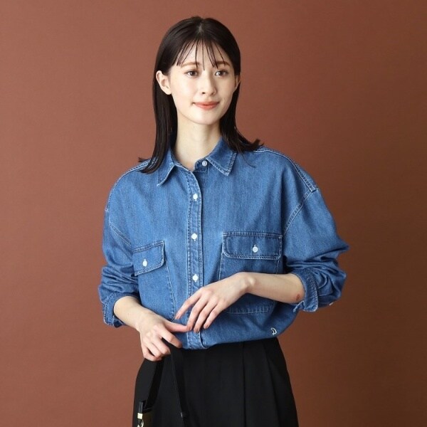 美品▲2024▲定価1.7万▲DRESSTERIOR//ライトオンスデニムシャツ 美品△2024△定価1.7万△DRESSTERIOR//ライトオンスデニムシャツ