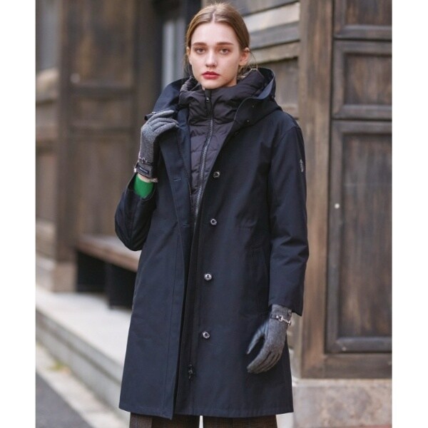 タグ付 ドレステリア 3WAYダウンライナーコート 黒 ブラック 38 ロング 大人百花冬号掲載 モデル美香さん着用】3wayダウンライナーコート