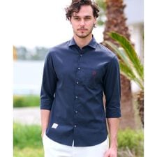 リネン混スリークオーターシャツ