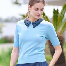 【洗える／2WAY】エンブロイダリーカラーニット