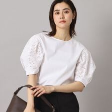 【接触冷感UVカット】レーススリーブカットソー