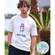 【接触冷感／抗菌防臭／消臭】ICE CLEAR COTTON キャットTシャツ