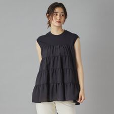 【接触冷感】ティアードコンビカットソー