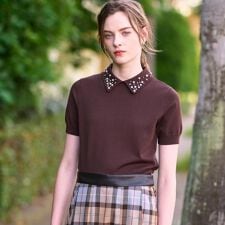 【きれいめ／オンオフ】ビジューカラーニット