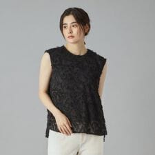 【セットアップ可トレンド】カットジャカードフレンチスリーブブラウス