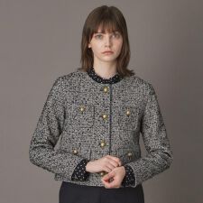 【セットアップ可】ツイード ノーカラージャケット