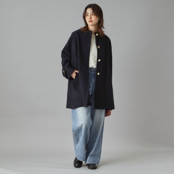 ユナイテッドアローズ ブークレノーカラーショートコート セール 30%OFF】【WEB限定】ブークレ ノーカラーショートコート