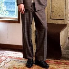 【セットアップ可】2WAYストレッチ チェック SET UP ワイドパンツ