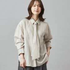3wayタイ付きアーカーストライプシャツ