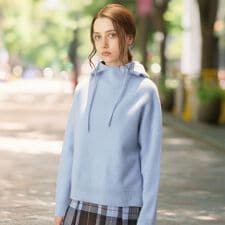 カシミヤブレンドフードニット